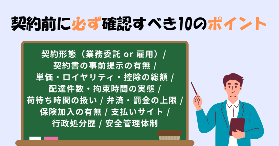 軽貨物　委託会社と契約する前に確認するべきポイント