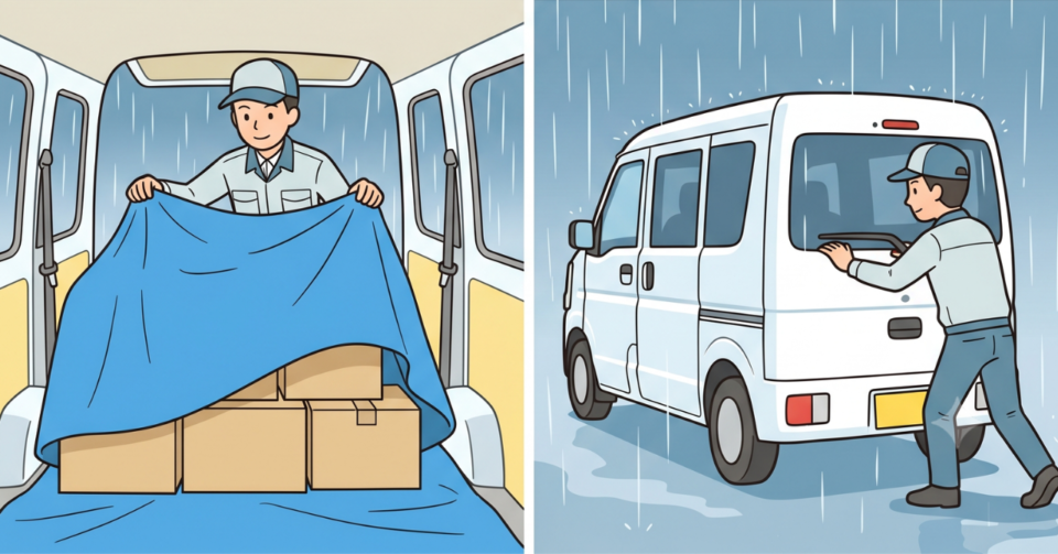 軽貨物ドライバーの雨対策｜事故・荷物濡れ・クレームを防ぐポイントアイキャッチ (1)