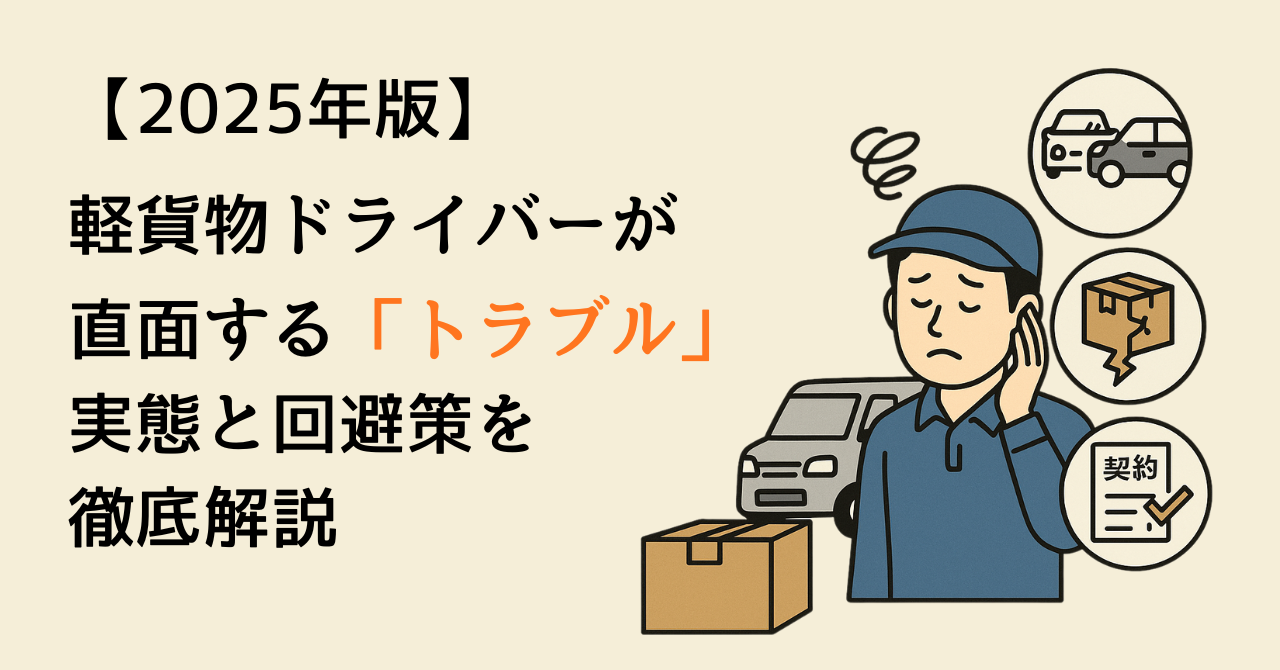 【2025年版】軽貨物ドライバーが直面する「トラブル」実態と回避策を徹底解説